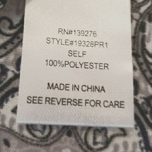 Daniel Rainn Toupe Patterned Split Neck Button Down 3/4 Sleeve Blouse Size S - Picture 5 of 6